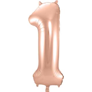 👉 Rosé Goud goudkleurige Cijferballon cijer 1 - 86cm 8714572631310