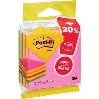 👉 Kubus Post-it Notes ft 76 mm x mm, Neon, blok van 325 + 65 vel gratis, op blister 4001895886324