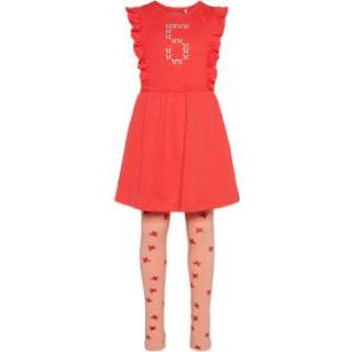 👉 Name it  Girl s Set leggings en jurkje 2-delig hibiscus - Rood - Gr.110 - Meisjes