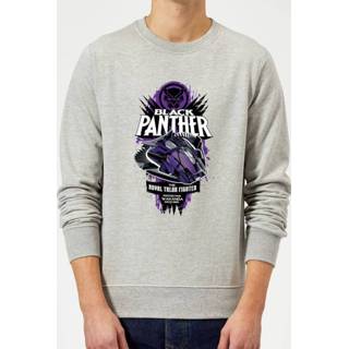 👉 Sweatshirt zwart grijs s male Marvel Black Panther The Royal Talon Fighter Badge - Grey