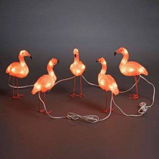 👉 Sfeerlamp transparant kunststof barnsteen konstsmide LED Flamingo in set van 5 stuks