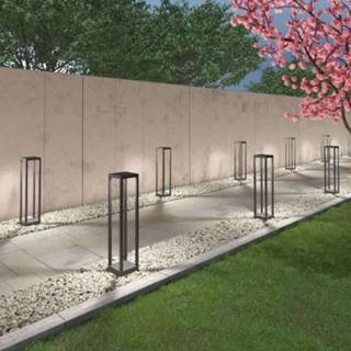 👉 Grijs donkergrijs drukgegoten aluminium warmwit a+ LED tuinpad verlichting Carlota,donkergrijs, 65 cm