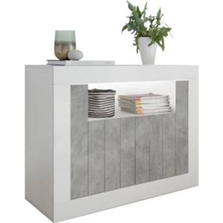 👉 Dressoir wit grijs spaanplaat Urbino 110 cm breed in hoogglans met beton