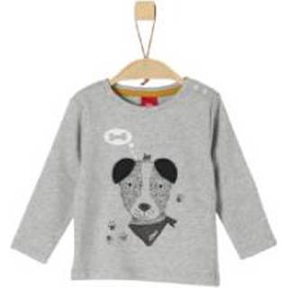 👉 S.Oliver  Boys Shirt met lange mouwen lichtgrijs gemêleerd, gemêleerd hondje - Grijs - Gr.92 - Jongen