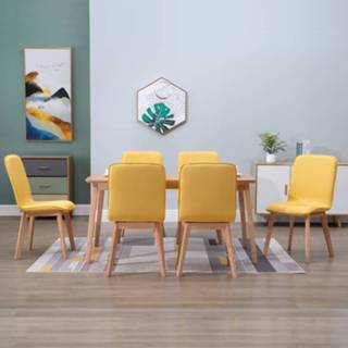 👉 Eetkamerstoel geel stof active Eetkamerstoelen 6 st 8719883685113