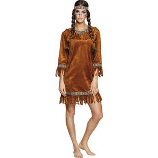 👉 Indianen jurk bruin polyester jurkje young deer