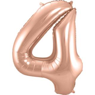👉 Rosé Goud goudkleurige Cijferballon cijer 4 - 86cm 8714572631341