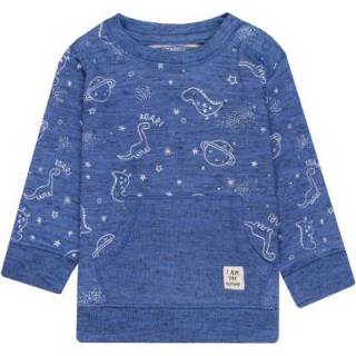 👉 Staccato  NB Kn Kn shirt met koninklijk gemêleerd dessin. - Blauw - Gr.68 - Jongen