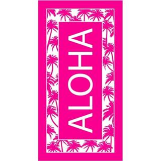 👉 Badlaken multi katoen Aloha met palmbomen print voor volwassenen 90 x 170