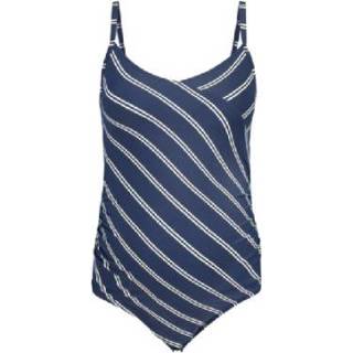 👉 Noppies  Zwempak Noreen jurk met blauwe streep in zwangerschapskleding - Blauw - Gr.S