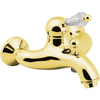 👉 Opbouw badkraan goud messing mengkraan kirk hendel keramisch standaard perlator Sapho Kirké Retro Kristal 1-hendel 11.5 cm 8590913864476