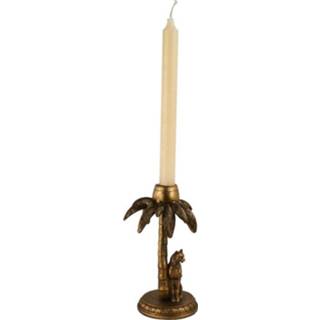 Goud polyresin goudkleurig Dinerkaarshouder luipaard - Ø10 x H 18 cm 8716963051059