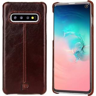 👉 Coffee echt leer backcover hoes bruin Pierre Cardin - lederen Samsung Galaxy S10 9145425557140