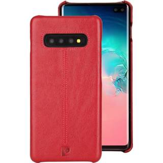 👉 Echt leer rood backcover hoes Pierre Cardin - lederen Samsung Galaxy S10 Plus 9145425557102