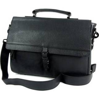 👉 Zwarte leer zwart mannen Chique 13 inch heren business portfolio met klep 8719323209275