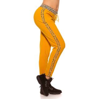 Polyamide vrouwen mosterd Trendy Joggers with leo stripes Mustard