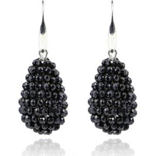 👉 Oorhanger zwart zilver kristal vrouwen Druppel oorhangers met 8720088553855