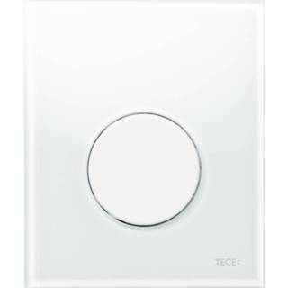 👉 Bedieningsplaat wit witte glas rechthoek loop rond mechanisch frontbediening Urinoir TECE 10,4x12,4 cm (met toets) 4027255017214