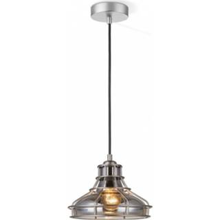 👉 Hanglamp staal glas vintage binnen plafond Grey Smoke HOME SWEET meo C Ø 22,5 cm 8718808125802
