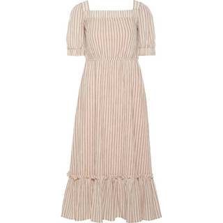 👉 Jurk l XL vrouwen beige Maxi Off-shoulder