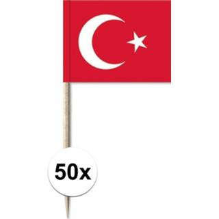 👉 Rood witte multi papier active 50x Rood/witte Turkse cocktailprikkertjes/kaasprikkertjes 8 cm