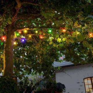 👉 Lichtketting zwart kunststof warmwit konstsmide christmas LED Biergarten, basisset, kleurrijk