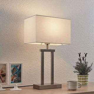 👉 Tafellamp wit stof a++ Sigurd met stoffen lampenkap
