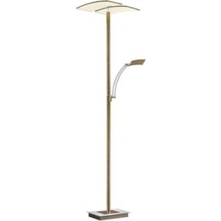 👉 Vloerlamp a+ b-leuchten donkerbruin warmwit metaal hout Duo LED met dimmer,