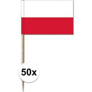 👉 Wit rode multi papier active 50x Wit/rode Poolse cocktailprikkertjes/kaasprikkertjes 8 cm