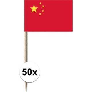 👉 Rode multi papier active 50x Chinese cocktailprikkertjes/kaasprikkertjes 8 cm