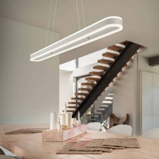 👉 Hang lamp Mat Wit a+ warmwit helestra metaal Liv - langwerpige LED hanglamp, dimbaar