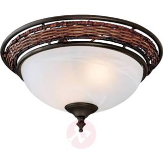 👉 Plafond ventilator metaal brons hunter a++ Wicker Bowl aanbouwlamp v plafondventilator