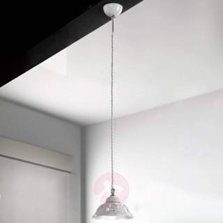 👉 Hanglamp keramiek a++ ceramiche wit Guiliano met lampenkap, 36,5 cm