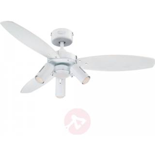 👉 Staal wit a++ westinghouse Jet Plus ventilator m. licht 3-lamps