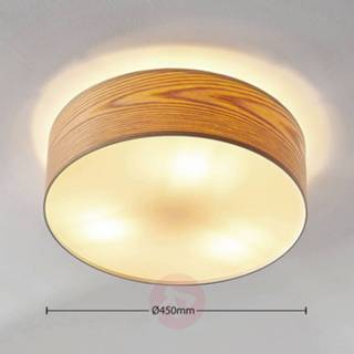👉 Plafond lamp a++ licht hout houten plafondlamp Dominic in ronde vorm