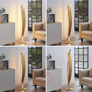 👉 Vloer lamp warmwit goud metaal gouden LED vloerlamp Marija in chique look