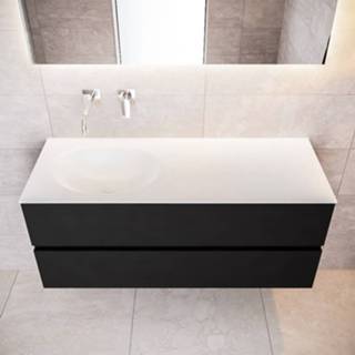 👉 Zwart Badkamermeubel Solid Surface AQS Stockholm 120x45 cm Mat Urban (veertien varianten) 8719304510062