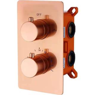 👉 Douchekraan mat rose goud messing thermostatisch lyon bouw knop keramisch Inbouw Best Design Thermostaatkraan 2-weg (incl. inbouwdeel) 8719323064515