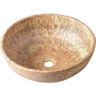 👉 Waskom bruin keramiek rond zonder waste priori Sapho 42x15 cm Patroon 8590913834042