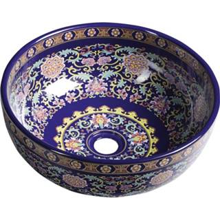 👉 Waskom paars keramiek Sapho Priori Rond 40.5x15.5 cm met Ornamenten 8590913852763