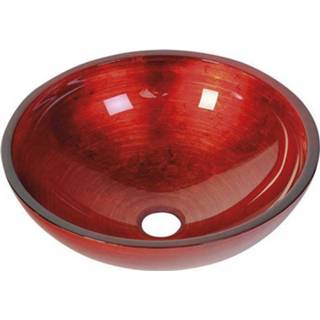 👉 Waskom rood glas rond zonder waste murano Sapho 40x14 cm 8590913865039