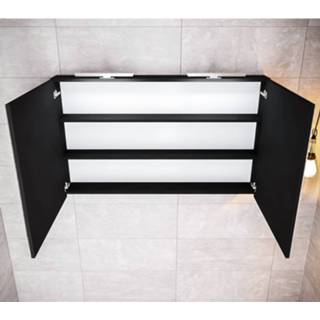 👉 Spiegelkast zwart Boss & Wessing Cube 120x70x16 cm Mat Urban (2 deuren) 8719304510055