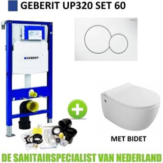 👉 Toiletset Geberit UP320 Set60 Bidet Wandcloset Isvea Sentiment met Sigma Drukplaat 8719304512059