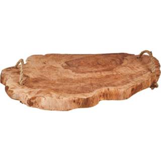 👉 Serveerplateau touw hout bruin met - klengkeng 37x33x3 cm 8719987022562
