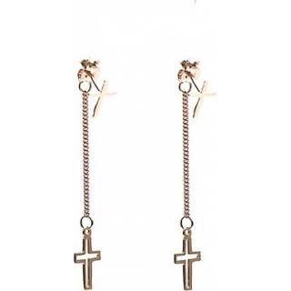 👉 Zilver Rosegold Plated Silver Hanging Cross van Karma