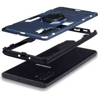 👉 Blauw backcover hoes Qubits - Double Armor Layer met stand Samsung Galaxy Note 10 5053102853260