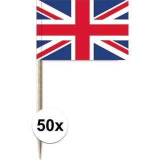 👉 Cocktailprikker 50x Cocktailprikkers Engeland/VK 8 cm vlaggetje landen decoratie