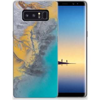 👉 Samsung Galaxy Note 8 TPU Siliconen Hoesje Marble Blue Gold