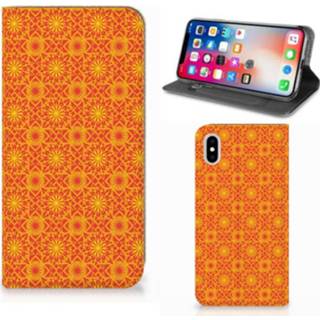 XS oranje Apple iPhone Max Hoesje met Magneet Batik 8720091903012
