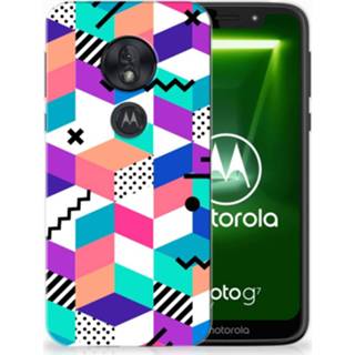 👉 Motorola Moto G7 Play TPU Hoesje Blokken Kleurrijk